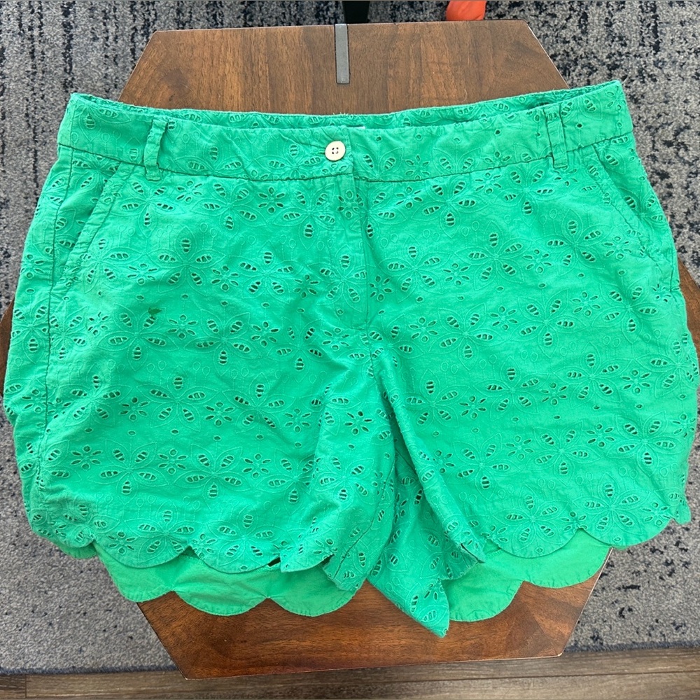 Crown & Ivy Vibrant Green Eyelet Shorts